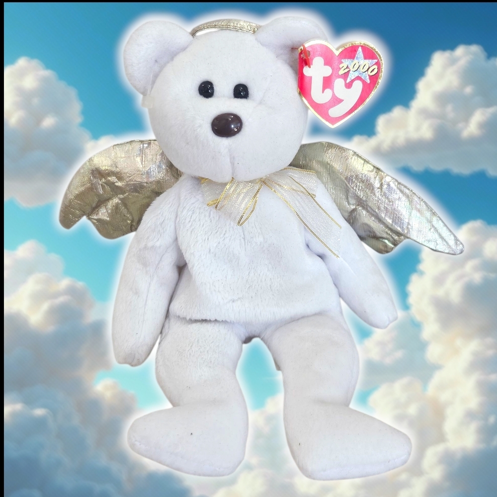 Ty Halo II White Bear with Gold Accents